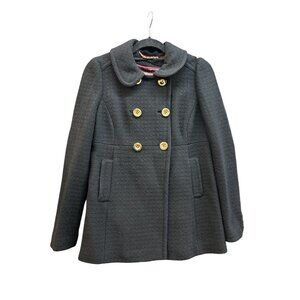 Juicy Couture Black Double-Breasted Wool Blend Peacoat With Gold Buttons